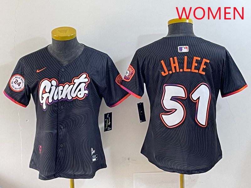 Women San Francisco Giants #51 J.H.Lee Black Joint Name Nike 2025 MLB Jersey style 9